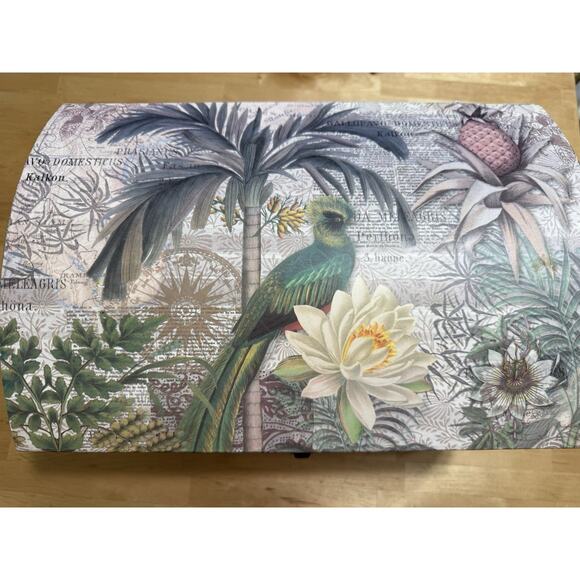 Punch Studio Keepsake Chest Box With Jungle Floral Fruit Design 14”X9”X9.5” - Picture 5 of 9